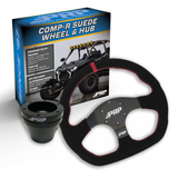 PRP Suede D-Shape Steering Wheel Kit  Red With UTV Hub For Polaris RZR  Can Am X3  Arctic Cat Wildcat  EZ-GO  GEM  John Deere Gator