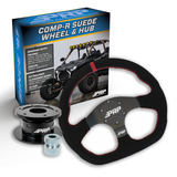 PRP Suede D-Shape Steering Wheel Kit  Red With Quick Release Hub For Polaris RZR  Can Am X3  Arctic Cat Wildcat  EZ-GO  GEM  John Deere Gator