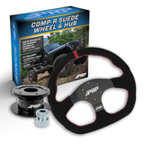 PRP Suede D-Shape Steering Wheel Kit  Red With Quick Release Hub - Universal Weld On Adaptor