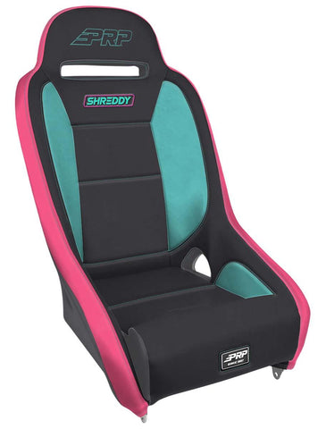 Shreddy Comp Elite Suspension Seat; Black  Pink And Teal