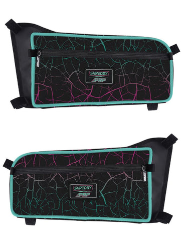 PRP Shreddy Rear Door Bags For Can-Am Maverick X3 (Pair)  Cracked And Teal