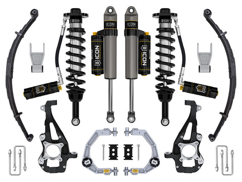 ICON 2021-2025 Ford F-150 4WD 3.5-4.5" Lift Stage 4 Suspension System Billet CDCV W/ Leaf Packs