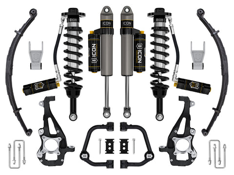 ICON 2021-2025 Ford F-150 4WD 3.5-4.5" Lift Stage 4 Suspension System Tubular CDCV W/ Leaf Packs