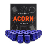 Mishimoto MMLG-AC1215-24BL Steel Lug Nuts  Blue  M12x1.5  Acorn Seat  24pc Set