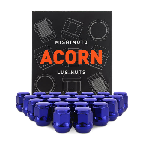 Mishimoto MMLG-AC1415-24BL Steel Lug Nuts  Blue  M14x1.5  Acorn Seat  24pc Set