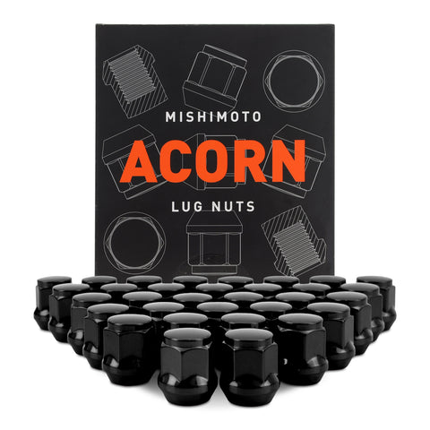 Mishimoto MMLG-AC1415-32BK Steel Lug Nuts  Black  M14x1.5  Acorn Seat  32pc Set