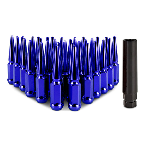 Mishimoto MMLG-SP1415-32BL Spiked Lug Nuts  Blue  M14x1.5  32-PC Set