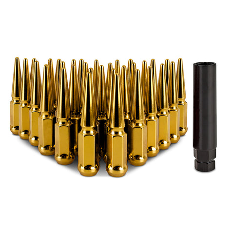 Mishimoto MMLG-SP1415-32GD Spiked Lug Nuts  Gold  M14x1.5  32-PC Set