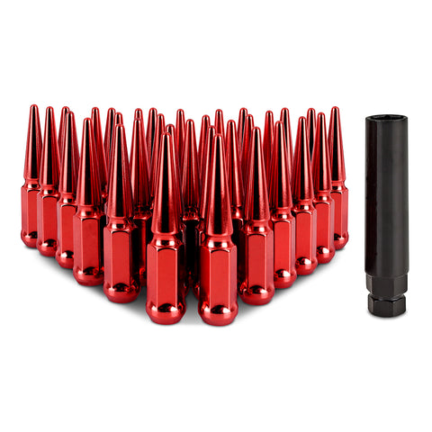 Mishimoto MMLG-SP1415-32RD Spiked Lug Nuts  Red  M14x1.5  32-PC Set