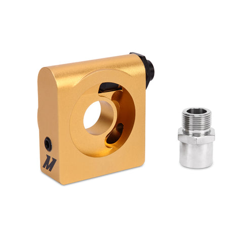 Mishimoto MMOP-SPTRM22 Oil Sandwich Plate  Gold  W/Rear-Mounted Thermostat  M22 X 1.5