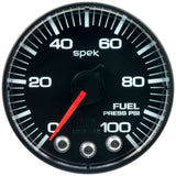 2-1/16" FUEL PRESSURE 0-100 PSI SPEK-PRO BLACK/BLACK