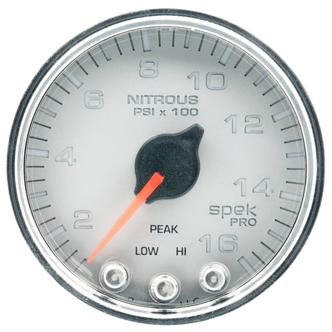 2-1/16" NITROUS PRESSURE 0-1600 PSI SPEK-PRO SILVER/CHROME