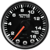 2-1/16" NITROUS PRESSURE 0-1600 PSI SPEK-PRO BLACK/BLACK