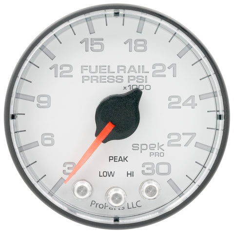 2-1/16" FUEL RAIL PRESSURE 3-30K PSI SPEK-PRO WHITE/BLACK