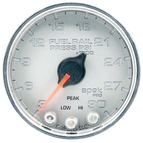 2-1/16" FUEL RAIL PRESSURE 3-30K PSI SPEK-PRO SILVER/CHROME
