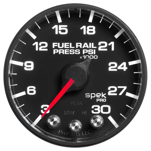 2-1/16" FUEL RAIL PRESSURE 3-30K PSI SPEK-PRO BLACK/BLACK