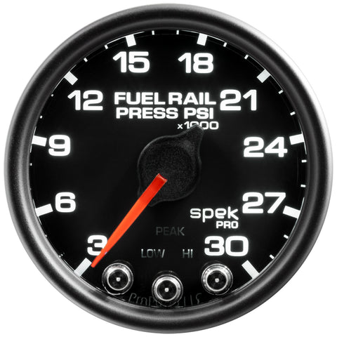 2-1/16" FUEL RAIL PRESSURE 3-30K PSI SPEK-PRO BLACK/BLACK