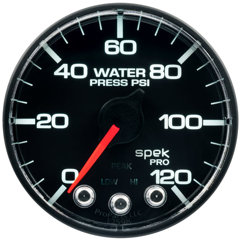 2-1/16" WATER PRESSURE 0-120 PSI SPEK-PRO BLACK/BLACK