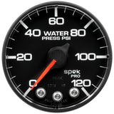 2-1/16" WATER PRESSURE 0-120 PSI SPEK-PRO BLACK/BLACK (FOR 100 PSI SENSOR NOT INCL)