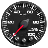 2-1/16" FUEL PRESSURE 0-100 PSI SPEK-PRO BLACK/BLACK ECU