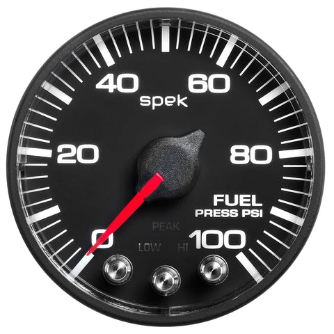 2-1/16" FUEL PRESSURE 0-100 PSI SPEK-PRO BLACK/BLACK ECU