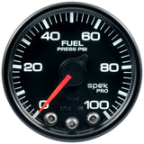 2-1/16" FUEL PRESSURE 0-100 PSI SPEK-PRO BLACK/BLACK ECU