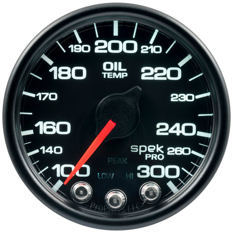2-1/16" OIL TEMPERATURE 100-300 °F SPEK-PRO BLACK/BLACK ECU