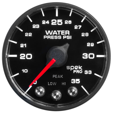2-1/16" WATER PRESSURE 0-35 PSI SPEK-PRO BLACK/BLACK ECU