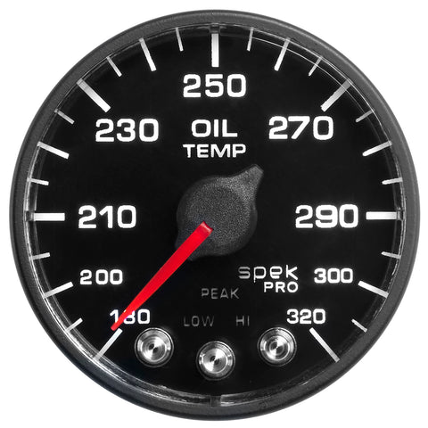2-1/16" OIL TEMPERATURE 180-320 °F SPEK-PRO BLACK/BLACK ECU