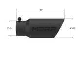 MBRP Exhaust Tip; 4in. O.D.; Dual Wall Angled; 3in. Inlet; 10in. Length; Black