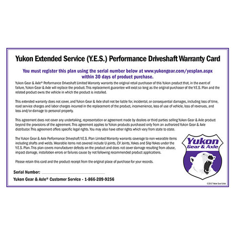 Yukon Extended Service Plan For Performance Driveshaft